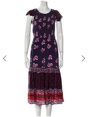 Sea New York Purple Floral Ruched‎ Midi Maxi Dress Womens Size 8